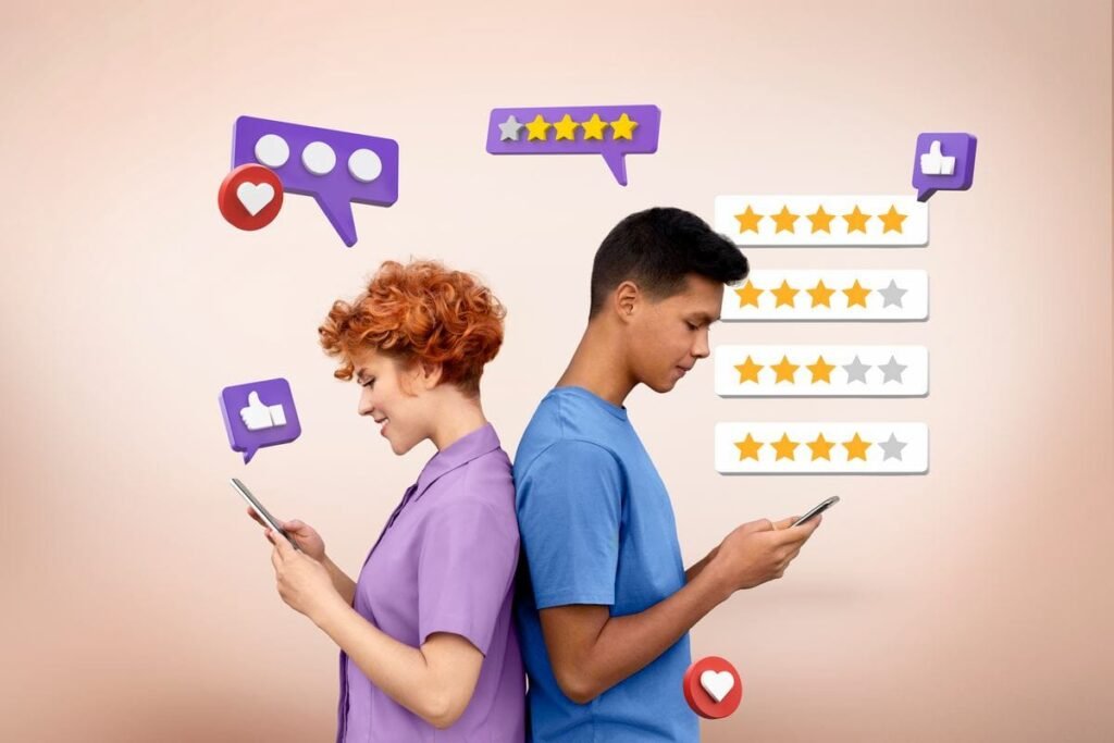Ilustração representando o conceito de marketing de relacionamento, destacando a conexão emocional entre marca e cliente.